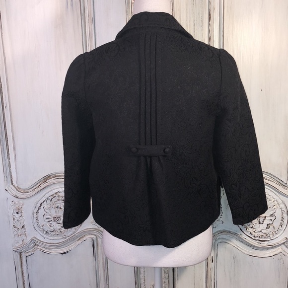 Priorities Black Jacquard Mid-Sleeve Cropped Jacket Size Small - Picture 7 of 12